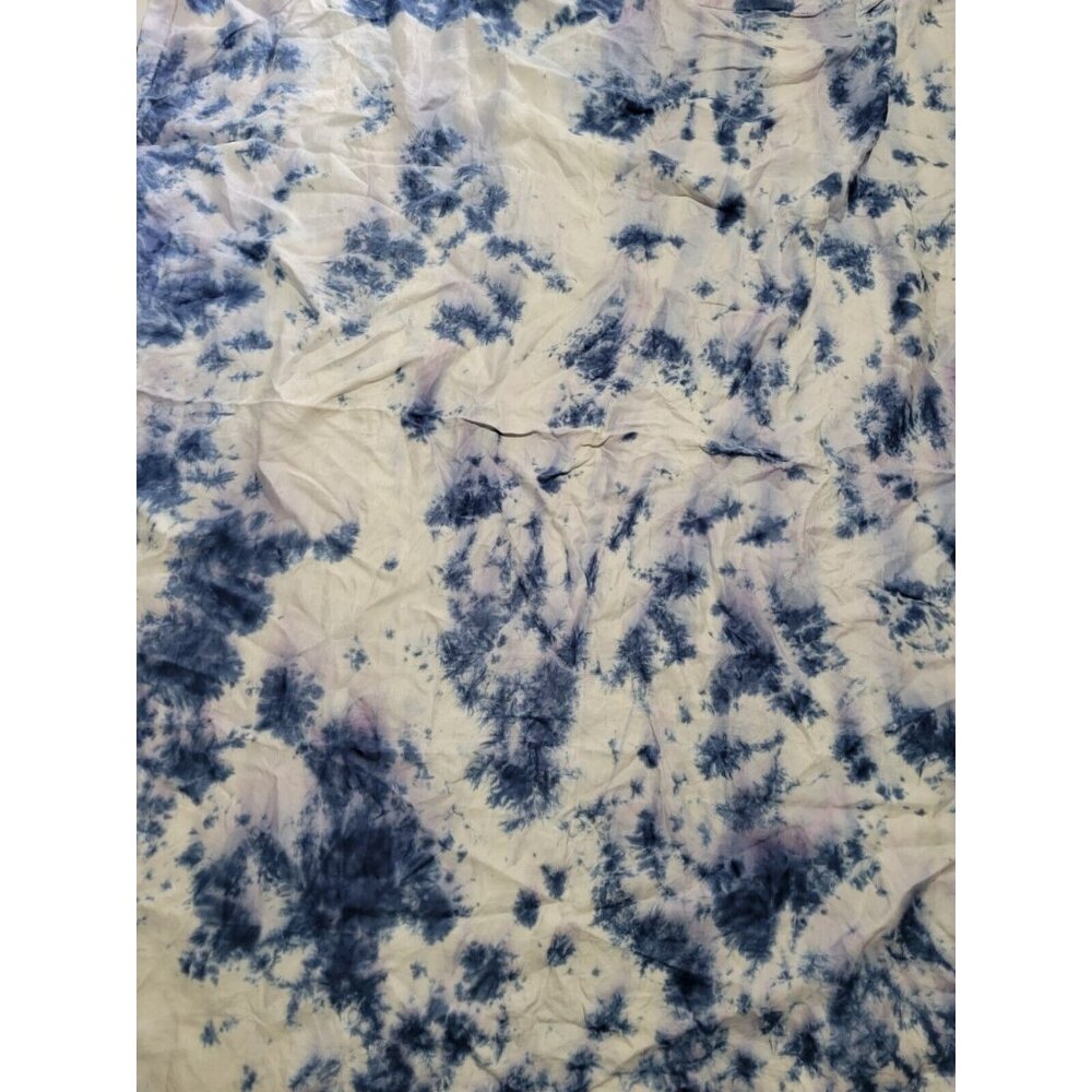 Cotton Linen Damask Embossed Tablecloth Tye Dye Blue White Purple 65x68in Vintag